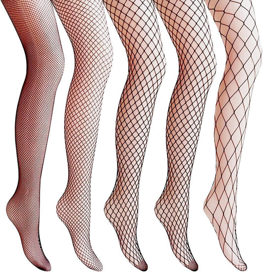 4-5 Pairs Fishnet Stockings Womens Lace Mesh Patterned Fishnet Leggings Tights Net Pantyhose