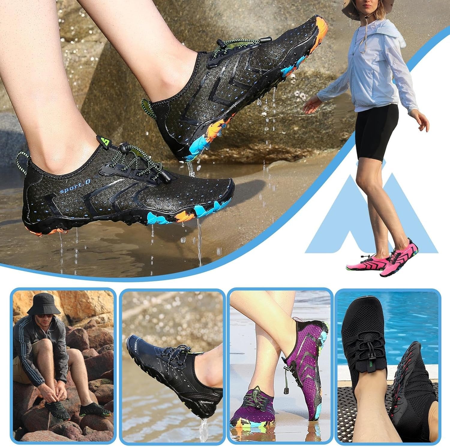 Womens Mens Water Shoes Barefoot Aqua Shoes Quick Dry Beach Swim Shoe for Diving Kayaking Surfing Water Sports